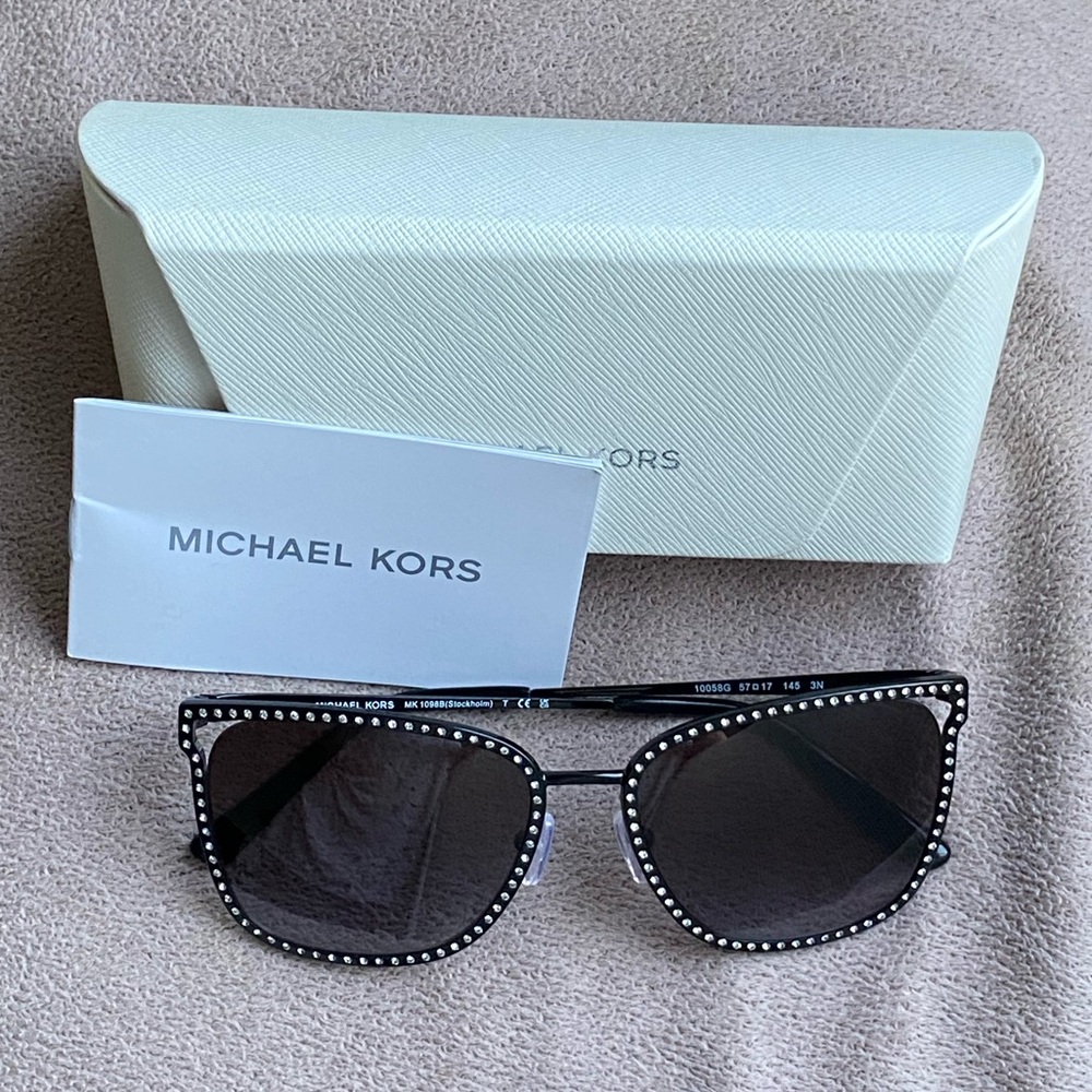 NWT Michael Kors Stockholm Rhinestone Sunglasses Black MK1098B - Picture 16 of 16